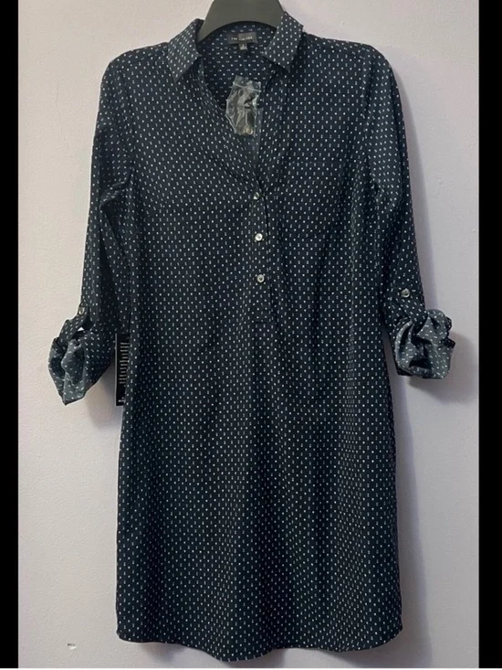 The Limited Navy Dot Shirt Dress - Picture 1 of 5